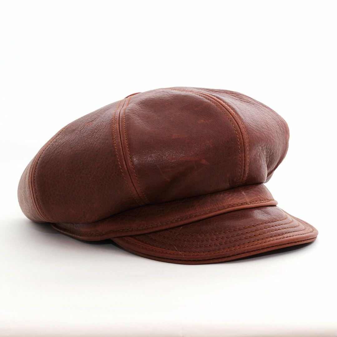 レザーキャスケット 帽子 ニューヨークハット 革 赤茶 XL 9223-BRAN