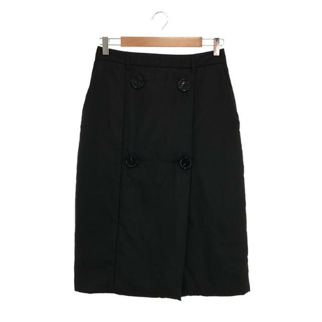 【美品】  NINA RICCI / ニナリッチ | 総裏地 中綿 スリット スカート | 34 | ブラック | レディース