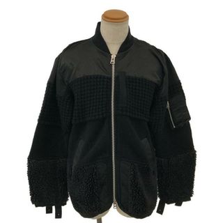 サカイ(sacai)のsacai / サカイ | 2021AW | Faux Shearling x Nylon Twill Blouson / 異素材 ボアニット ボンバージャケット | 2 | ブラック | メンズ(その他)