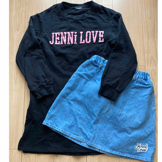 ジェニィラブ(JENNI love)のJENNI LOVE トレーナーワンピース　デニムスカート(ワンピース)