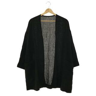 ネストローブ(nest Robe)のnest robe / ネストローブ | リネン カラーレスジャケット カーディガン | F | ブラック | レディース(カーディガン)