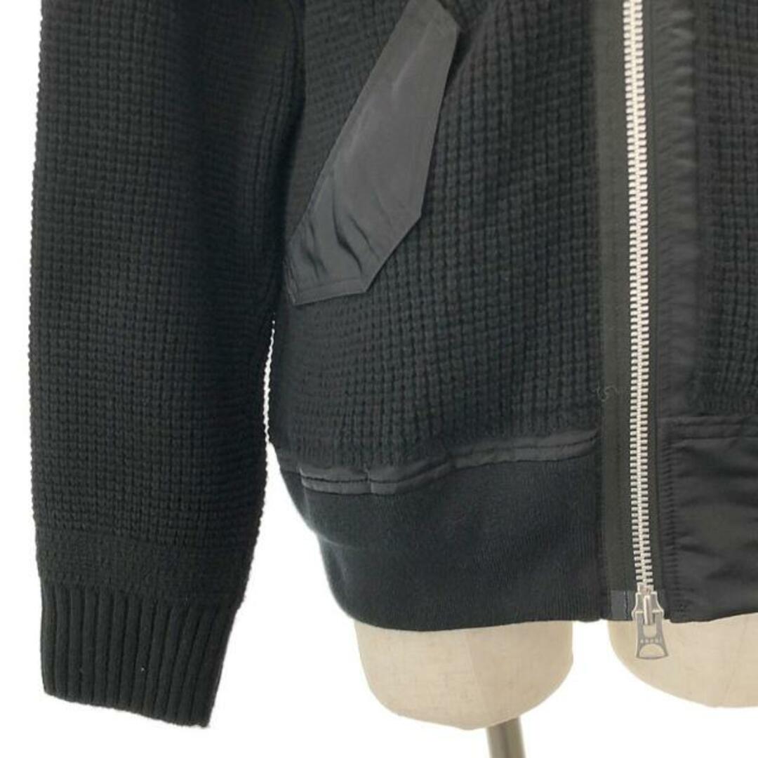 sacai(サカイ)のsacai / サカイ | 2021AW | Wool Knit Blouson / 異素材 ドッキング ニット ボンバージャケット | 2 | ブラック | メンズ メンズのジャケット/アウター(その他)の商品写真
