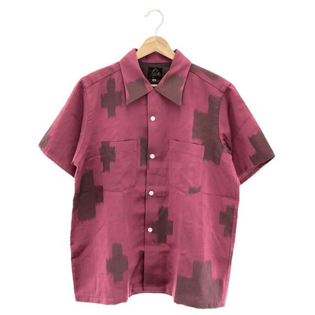 Needles(ニードルス)の【新品】  Needles / ニードルス | 2023SS | S/S One-Up Shirt -C/L Kimono Jq.- / コットンリネン オープンカラーシャツ | XS | Pink Cross | メンズ メンズのトップス(Tシャツ/カットソー(半袖/袖なし))の商品写真