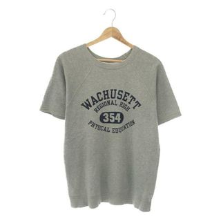 ウエアハウス(WAREHOUSE)のWAREHOUSE / ウエアハウス | DOUBLE WORKS フロッキー カレッジプリント スウェット Tシャツ | S | グレー | メンズ(Tシャツ/カットソー(半袖/袖なし))