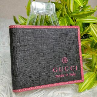 グッチ(Gucci)のグッチ 二つ折り財布 ロゴ ブラック レッド GUCCI 財布 黒 赤(折り財布)