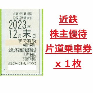 近鉄電車株主優待乗車券１枚★2023年12末迄有効★全線片道通用(鉄道乗車券)