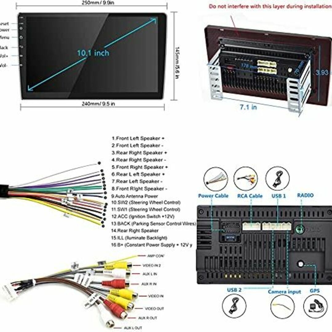 10.1インチアンドロイド車載ラジオ、10.1 インチのタッチ画面車のラジオ B