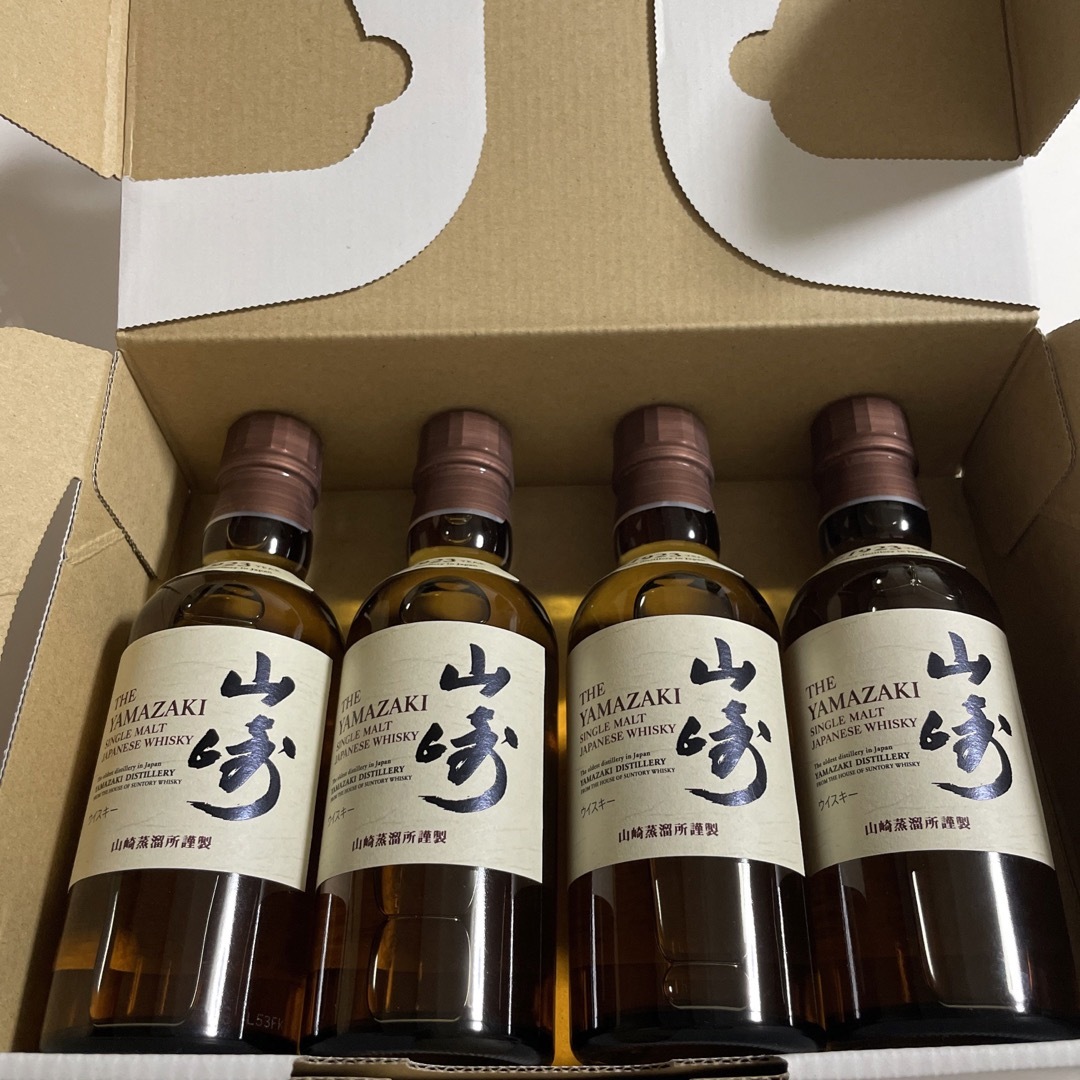 サントリー(サントリー)のサントリーシングルモルトウイスキー 山崎 180ml ミニボトル　4本セット 食品/飲料/酒の酒(ウイスキー)の商品写真