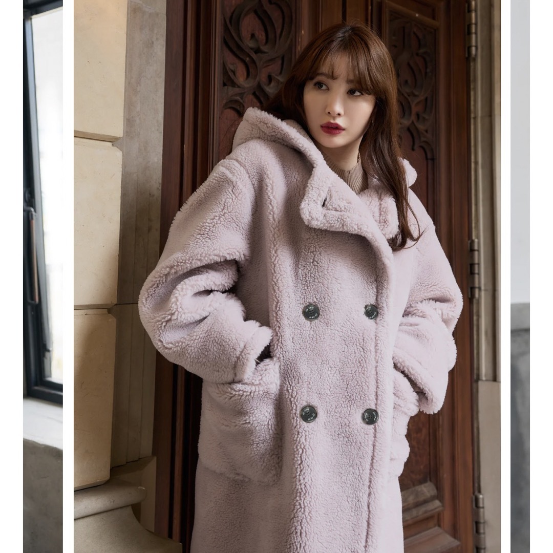 Fleur Shearling Boa Coat - misty pink