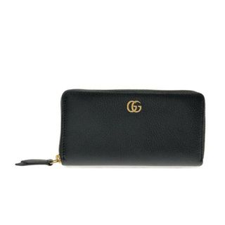 グッチ(Gucci)の【美品】  GUCCI / グッチ | GG マーモント レザー ラウンドジップ ウォレット 長財布 / ユニセックス | ブラック | メンズ(長財布)