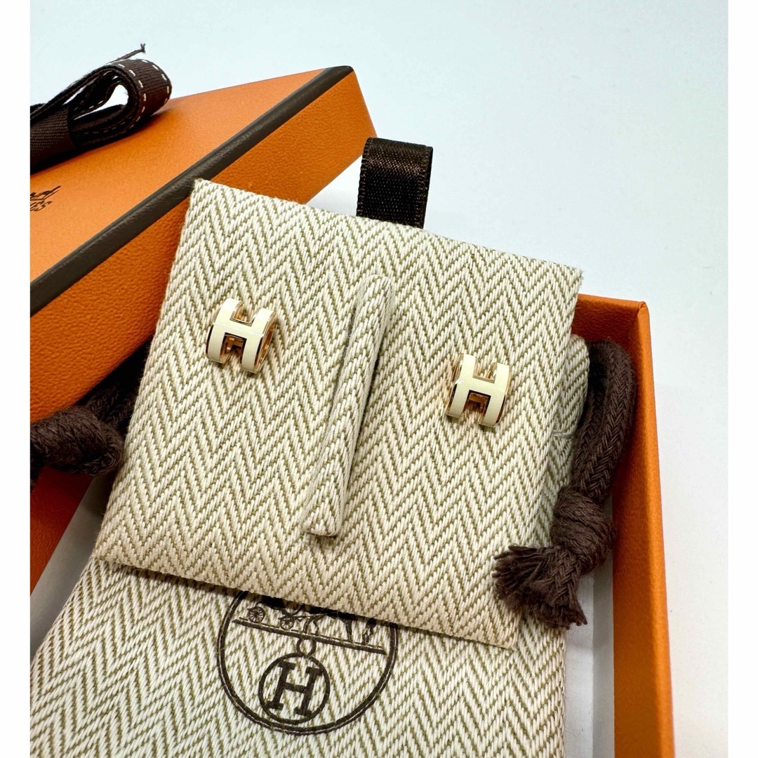 新品 エルメス HERMES  《Mini Pop H》 ピアス ピンクゴールド