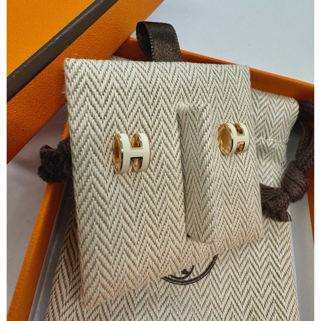 新品 エルメス HERMES  《Mini Pop H》 ピアス ピンクゴールド