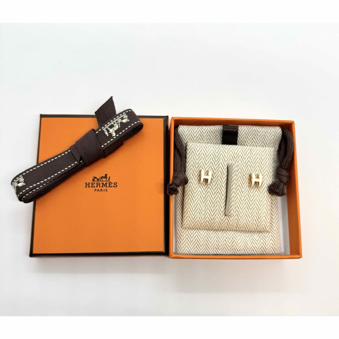 新品 エルメス HERMES  《Mini Pop H》 ピアス ピンクゴールド