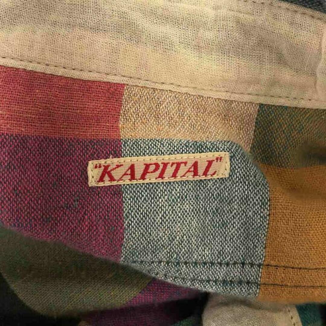 KAPITAL(キャピタル)のKAPITAL / キャピタル | 四国山城工場産 ダブルガーゼ ブロックチェック シャツワンピース | 1 | マルチカラー | レディース レディースのワンピース(ロングワンピース/マキシワンピース)の商品写真