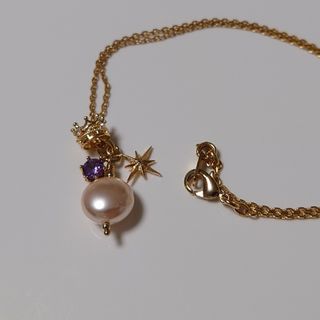 【匿名配送 美品】ネックレス ハンドメイド シェルパール 王冠 クリスタルガラス(ネックレス)