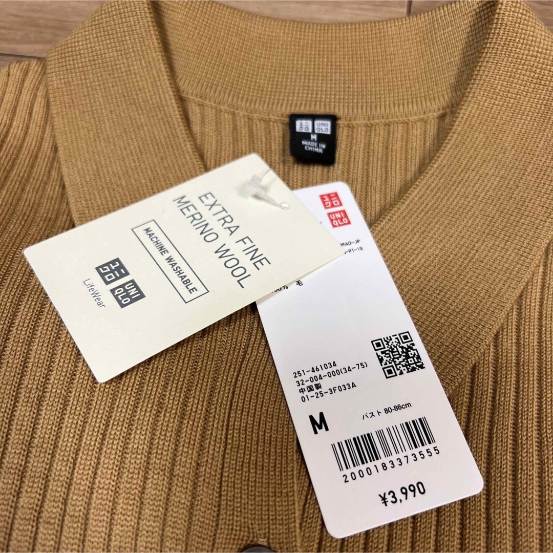 UNIQLO(ユニクロ)のユニクロ　エクストラファインメリノリブポロカーディガン レディースのトップス(カーディガン)の商品写真