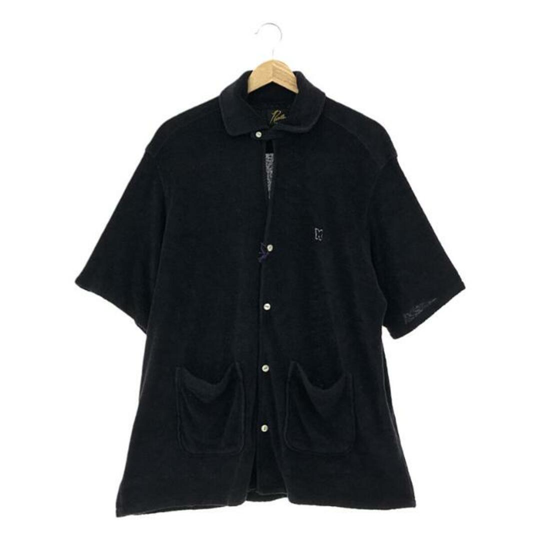 Needles(ニードルス)の【美品】  Needles / ニードルス | ITALIAN COLLAR SHIRT / イタリアンカラー パピヨン パイル シャツ | L | Navy | メンズ メンズのトップス(Tシャツ/カットソー(半袖/袖なし))の商品写真