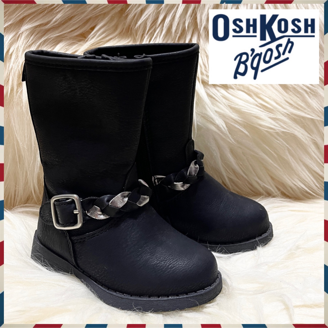 OshKosh(オシュコシュ)のOSH KOSH レザー ブラック 黒 ロング エンジニア ブーツ 12㎝ キッズ/ベビー/マタニティのベビー靴/シューズ(~14cm)(ブーツ)の商品写真