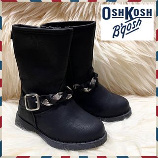 オシュコシュ(OshKosh)のOSH KOSH レザー ブラック 黒 ロング エンジニア ブーツ 12㎝(ブーツ)