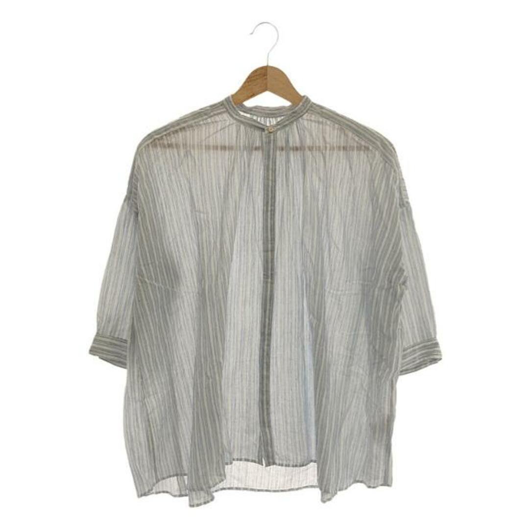 suzuki takayuki(スズキタカユキ)のsuzuki takayuki / スズキタカユキ | khadi shirtⅡブラウス | ブルー/ホワイト | レディース レディースのトップス(シャツ/ブラウス(長袖/七分))の商品写真