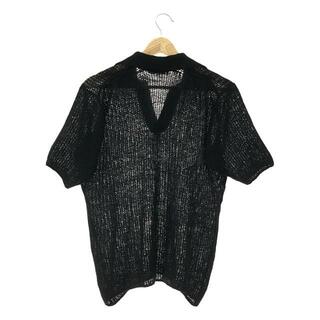 AURALEE / オーラリー | ブラッシュドコットンウールリブニットスキッパー ポロシャツ | 2 | ブラック | レディース