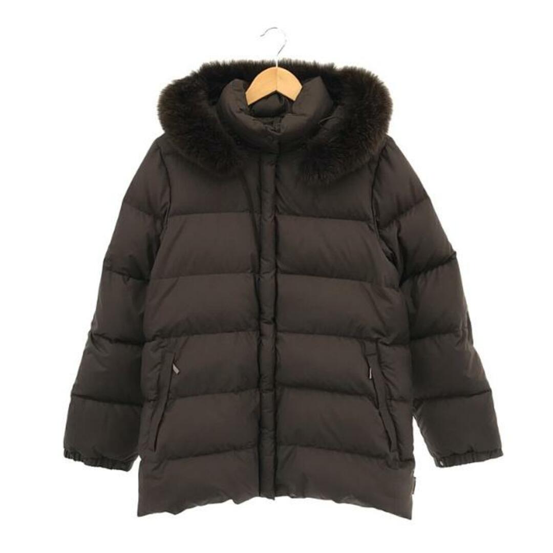 レディースMONCLER / モンクレール | バレンティーヌ ファー付き フーデッド ダウンジャケット | 1 | ブラウン | レディース