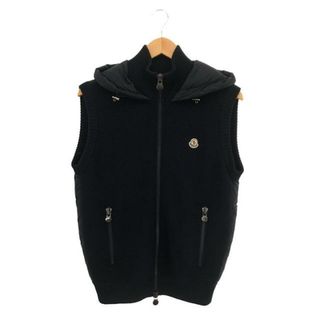 モンクレール(MONCLER)の【美品】  MONCLER / モンクレール | MAGLIONE TRICOT GILET ニット切替ダウンベスト | S | ネイビー | レディース(ベスト/ジレ)