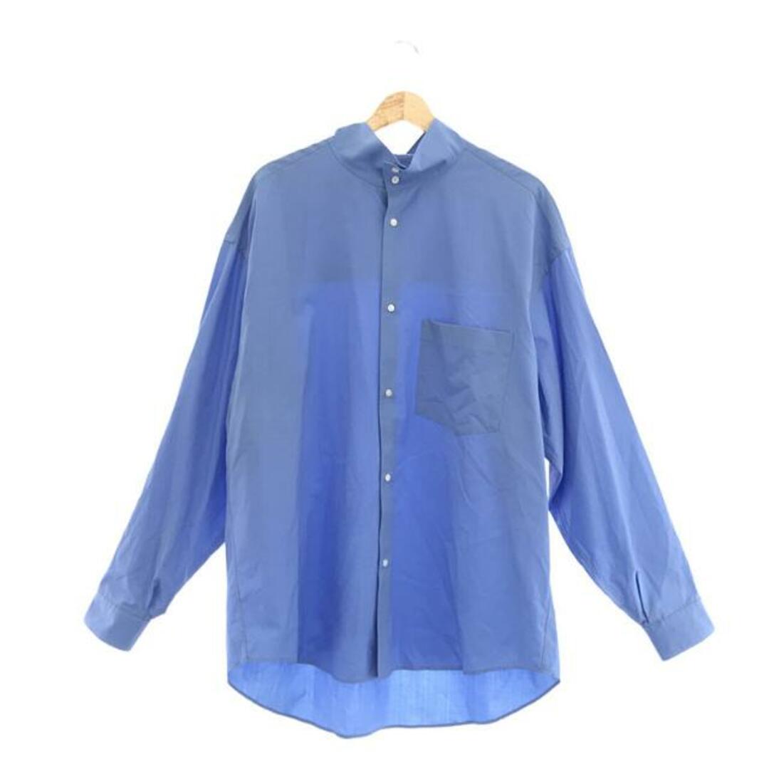 【美品】  Graphpaper / グラフペーパー | Fine Wool Tropical Stand Collar Shirt / ファインウールトロピカルスタンドカラーシャツ | F | BLUE | メンズトップス