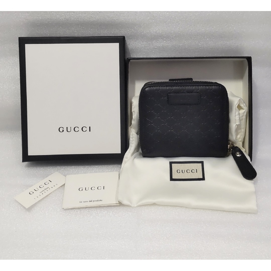 Gucci(グッチ)のGUCC グッチ マイクロシマ 二つ折財布 ブラック (付属品有) レディースのファッション小物(財布)の商品写真