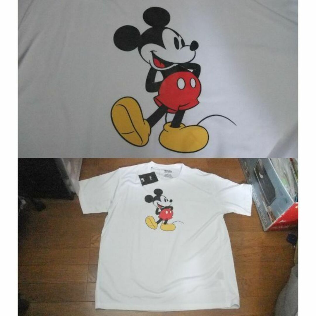 3L 白 王道 新品 ディズニー ミッキー コラボ ジャージ素材 Tシャツ