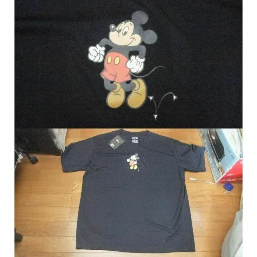 Disney(ディズニー)の新品 ディズニー ミッキー コラボ ジャージ素材 Tシャツ 3L 紺 メンズのトップス(Tシャツ/カットソー(半袖/袖なし))の商品写真
