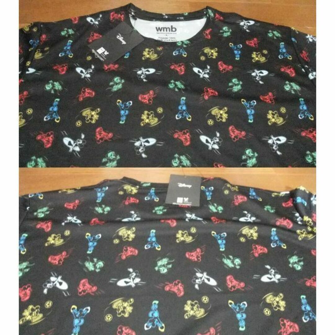 Disney(ディズニー)の総柄 ジャージ素材 新品 ディズニー disney ミッキー Tシャツ 3L 黒 メンズのトップス(Tシャツ/カットソー(半袖/袖なし))の商品写真