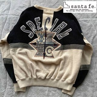 【santafe】サンタフェ バック刺繍  フェイクファー ブルゾン 黒 2XL