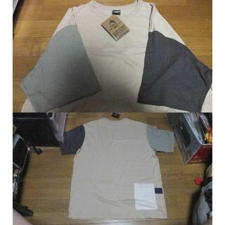 ベージュ チャコール 新品 クレイジーパターン ポケット付 Tシャツ 3L(Tシャツ/カットソー(半袖/袖なし))