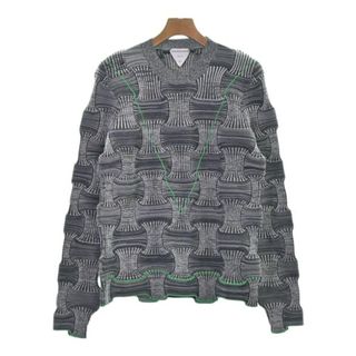 ボッテガヴェネタ(Bottega Veneta)のBOTTEGA VENETA ニット・セーター L グレーx黒(総柄) 【古着】【中古】(ニット/セーター)