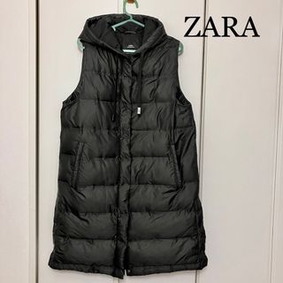 ZARA  ザラ　ロングジレ　ロングベスト　ブラック　エムサイズ