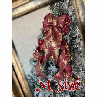 ★クリスマス　リボンツリートップ　ワインレッド　M★(その他)
