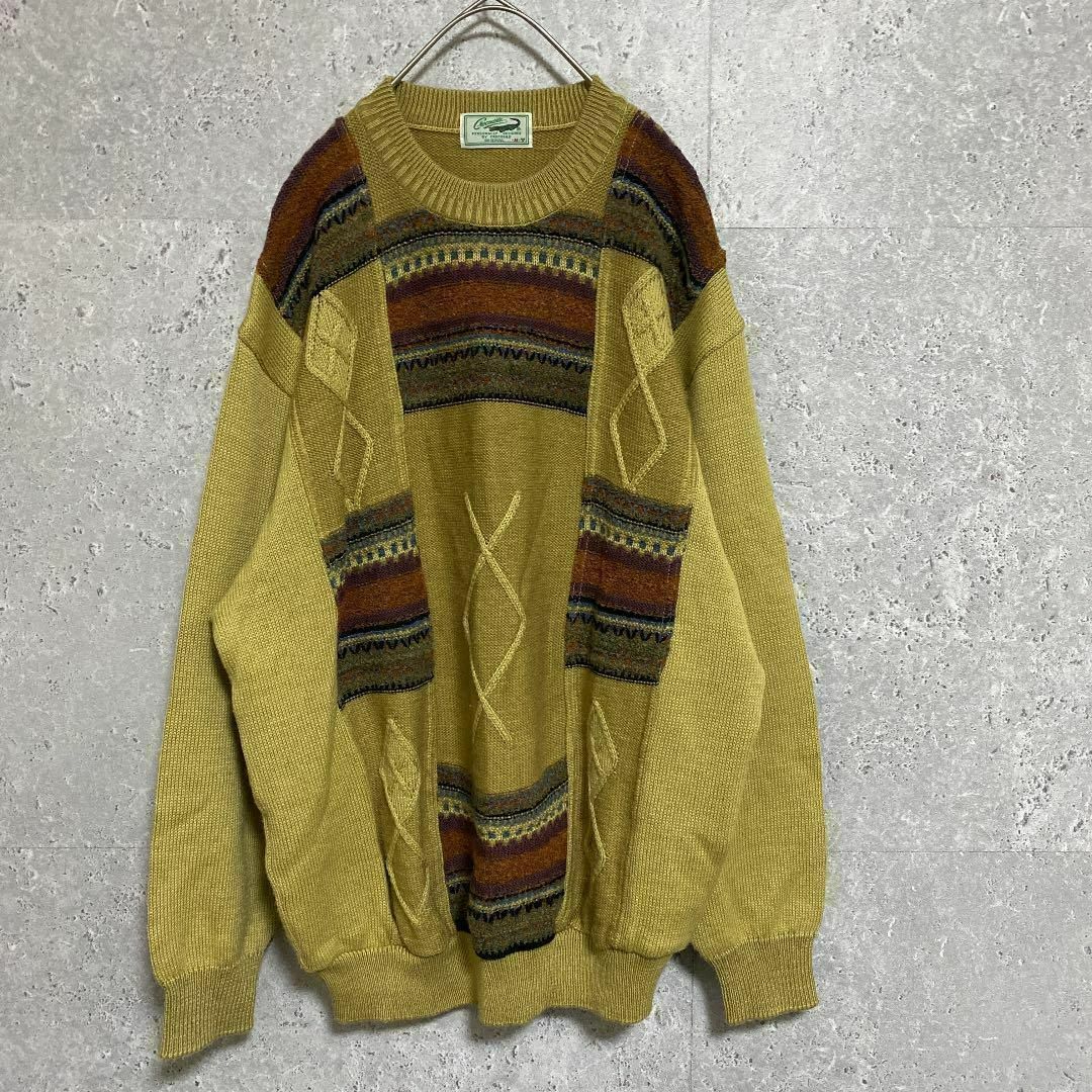 90S vintage 柄ニット メンズ M 個性派 菅田将暉 奇抜