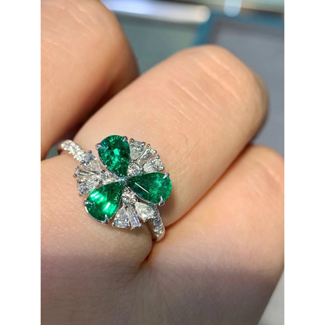 天然 エメラルド ダイヤ  リング1ct k18 ¥ レディースのアクセサリー(リング(指輪))の商品写真