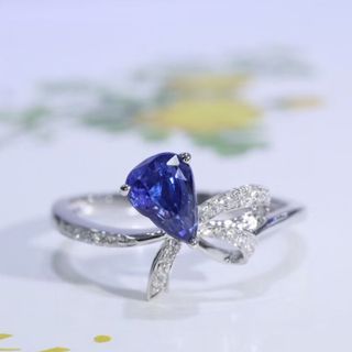 天然 ロイヤルブルーサファイア ダイヤ リング1.02ct k18 f(リング(指輪))