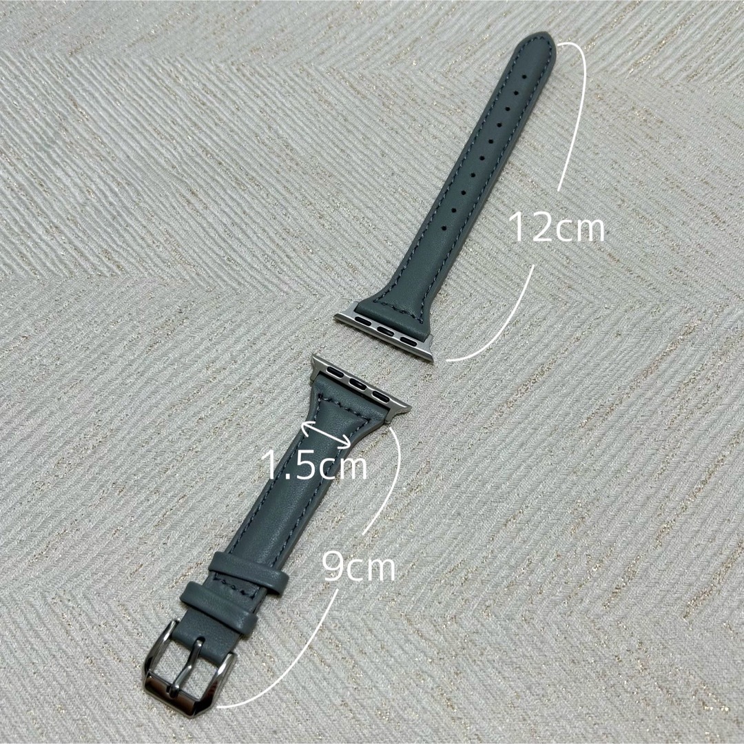 Apple Watch(アップルウォッチ)のApple Watch バンド 38mm 40mm レザーバンド 革 グレー レディースのアクセサリー(ブレスレット/バングル)の商品写真