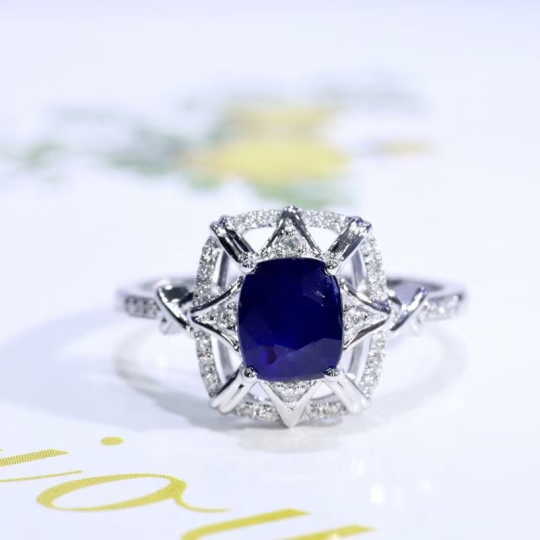 天然 ロイヤルブルーサファイア ダイヤ リング1.08ct k18 f3 レディースのアクセサリー(リング(指輪))の商品写真