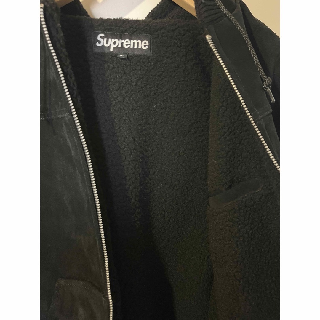 Supreme Hooded Suede Work Jacket Black