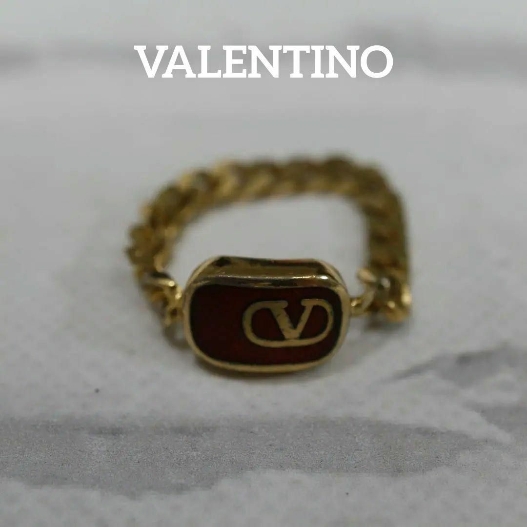 VALENTINO(ヴァレンティノ)の【匿名配送】ヴァレンティノ リング 指輪 15号 ゴールド ロゴ 赤 レディースのアクセサリー(リング(指輪))の商品写真