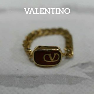 ヴァレンティノ(VALENTINO)の【匿名配送】ヴァレンティノ リング 指輪 15号 ゴールド ロゴ 赤(リング(指輪))