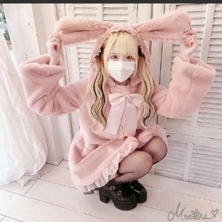 新品♡プリメロ♡新作♡うさみみコート♡ピンク♡ふわふわコート♡