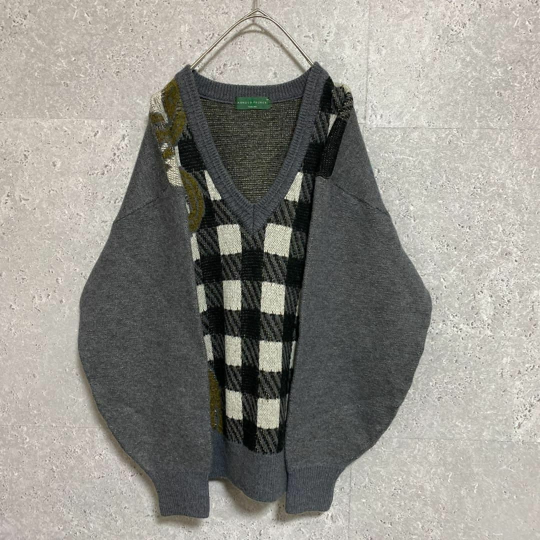 90S vintage 柄ニット メンズ M 個性派 菅田将暉 奇抜