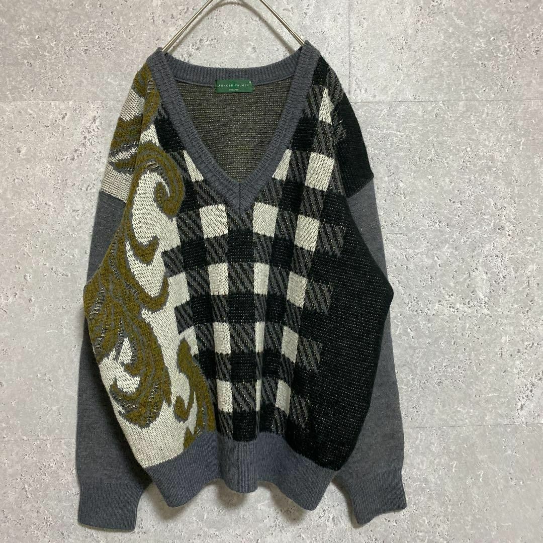 90S vintage 柄ニット メンズ M 個性派 菅田将暉 奇抜