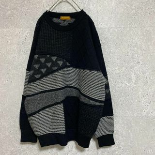 90S vintage ランセル　LANCEL 柄ニット　メンズ　黒　　奇抜