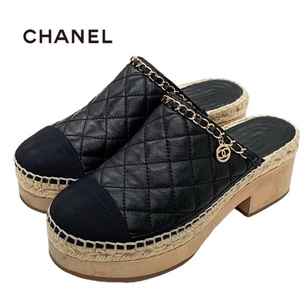 CHANEL - シャネル CHANEL サンダル サボ 靴 シューズ レザー ウッド ...